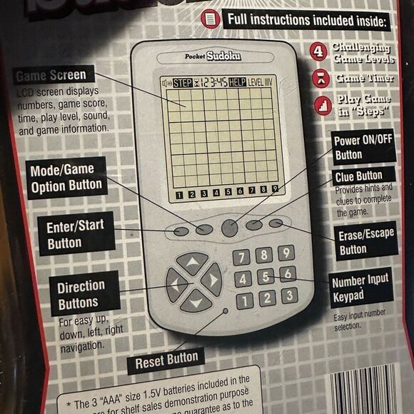 Sudoku Handheld Pocket Electronic Game & Puzzle Book Travel Home 360 Puzzles New - Picture 9 of 11